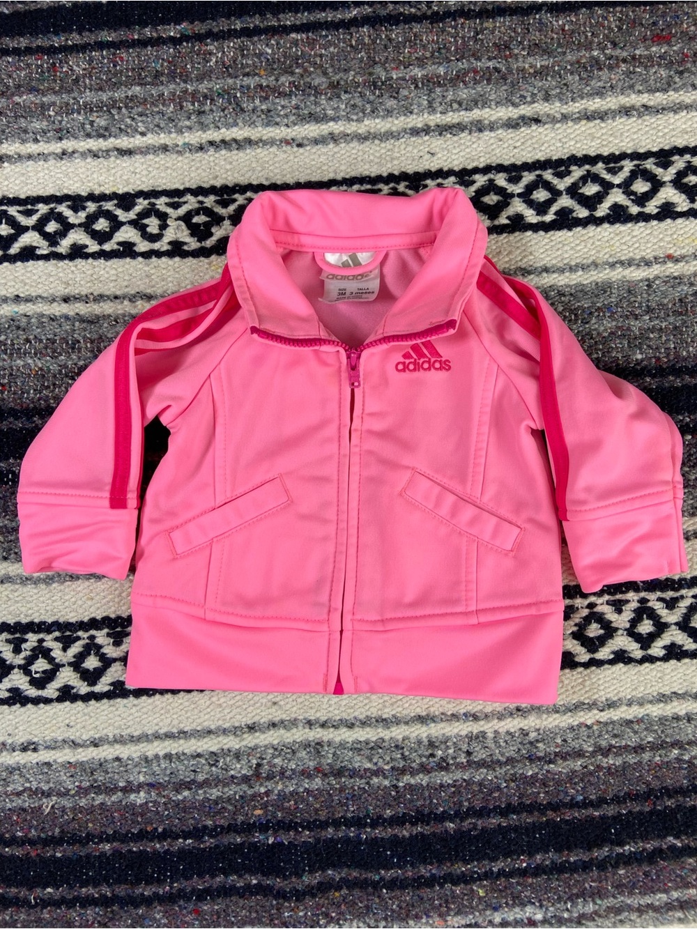 3/$12 Adidas Pink Baby Infant Kids Girls 3M 3 Months Track Jacket Three Stripe